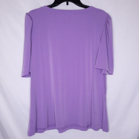 Susan Graver Top XL Purple Square Neck Liquid Knit - Picture 6 of 12